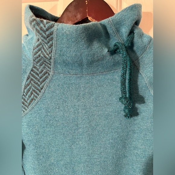 PRANA XS Blue Lucia Funnel Turtle Neck Recycled Wool Blend Sweater Outdoor Warm - Picture 3 of 14
